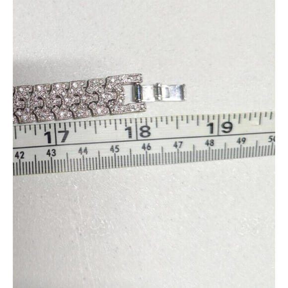 Collar Necklace Set Penina Clear Rhinestone Silver Tone 18" Wedding/Formal - Picture 9 of 9